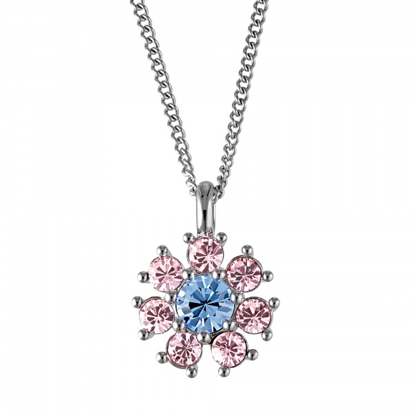 Dyrberg Kern Delise Silver Necklace - Light Blue/Rose
